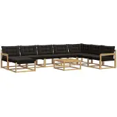 vidaXL Outdoor-Sofagarnitur 9 pcs Weiß und Schwarz Massivholz Akazie