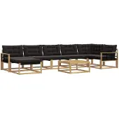 vidaXL Outdoor-Sofagarnitur 8 Stk. Weiß und Schwarz Massivholz Akazie