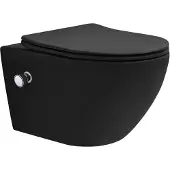 LuxeBath Spülrandloses Wand Hänge-WC mit Bidet-Funktion, Schwarz, lang, Tornadospülung, mit Nano Beschichtung