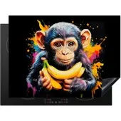 KitchenYeah Herdabdeckplatte Affe bunt | Gr.: 80 x 52 cm