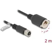 DeLOCK M12 Kabel D-kodiert 4 Pin Buchse zu RJ45 Buchse zum Einbau Cat.5e FTP 2 m schwarz, 2 m, Cat5e, F/UTP (FTP), M12, RJ-45, Schwarz