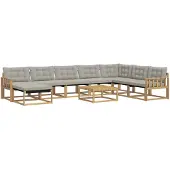 vidaXL Outdoor-Sofagarnitur 9 pcs Weiß und Hellgrau Massivholz Akazie