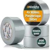 Hinrichs Gewebeband 946, Universal, silber, 50mm x 50m, 4 Stück