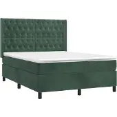 Syfax Boxspringbett mit Matratze Dunkelgrün 140x200 cm Samt