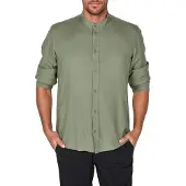 DENIMFY Leinenhemd Herren Langarm Regular Fit DFJesper - Herbal Green - M