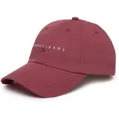 Tommy Hilfiger Baseball Cap TOMMY JEANS "TJW LINEAR LOGO 6 PANEL CAP", rot (ruby dusk), Web, Baumwolle, Caps Baseball Cap, mit Logostickerei UNISEX
