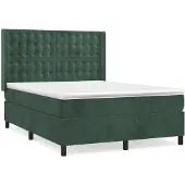 Syfax Boxspringbett mit Matratze Dunkelgrün 140x200 cm Samt