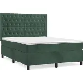 Syfax Boxspringbett mit Matratze Dunkelgrün 140x190 cm Samt