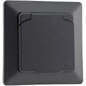 Chilitec 23049 MILOS Schutzkontakt-Steckdose IP44 250V/ 16A, inkl. Rahmen, UP, Anthrazit
