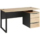 Innostyle Schreibtisch - B 150 cm - Artisan Eiche Nachbildung - Schwarz - Metallgestell - mit Container