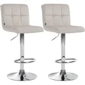 CLP 2er Set Barhocker Peru Samtbezug höhenverstellbar drehbar mit Rückenlehne creme Gestell Farbe chrom
