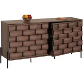 Mendler Sideboard MCW-M44, Kommode Schrank Anrichte, 3D-Flecht-Design Push-to-open Türen 152x80x40cm, braun
