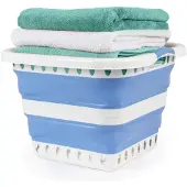 Beldray LA00000152EU7 40l Collapsible Laundry Basket, White/Blue