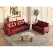 Vente-unique Couchgarnitur Leder 3+2 - Rot - HAZEL
