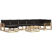 vidaXL Outdoor-Sofagarnitur 8 Stk. Weiß und Schwarz Massivholz Akazie
