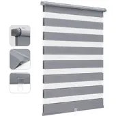 Sekey Doppelrollo Schnurlos Klemmfix ohne Bohren Sichtschutz Dunkelgrau 75x150cm