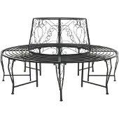 vidaXL Baumbank 8-Sitzanzahl Ø 160 x 89 cm Stahl Schwarz Rund
