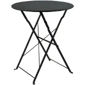 HTI Gartentisch Basil Metall rund klappbar Schwarz