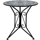 HTI Gartentisch Metall Schwarz Schieferoptik