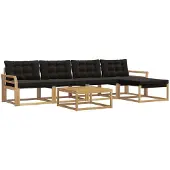 vidaXL Outdoor-Sofagarnitur 6 stk. Weiß und Schwarz