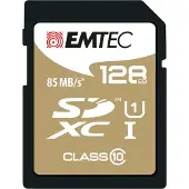 Emtec ECMSD128GXC10GP, 128 GB, SDXC, Klasse 10, 85 MB/s, 21 MB/s, Schwarz, Braun