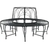 vidaXL Baumbank 8-Sitzanzahl Ø 160 x 89 cm Stahl Schwarz Rund
