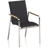 Kettler Edelstahl Diamond Stapelsessel Garten Teak Armlehne