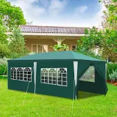 Eikuavons Pavillon 3 x 6 m Grün Partyzelt Gartenpavillon mit Seitenteilen Stecksystem