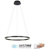 Paul Neuhaus LEUCHTEN DIREKT ist LED-Pendelleuchte anthrazit, rund, Durchm. 60cm, dimmbar, Switchmo, warmweiß stufenlos dimmbar 3000K