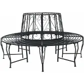 vidaXL Baumbank Ø 160 x 89 cm Stahl Schwarz Rund
