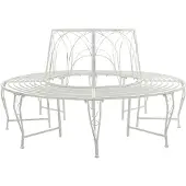 vidaXL Baumbank 8-Sitzanzahl Ø 160 x 89 cm Stahl Antik Weiß Rund