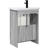 vidaXL Badezimmermöbel-Set Grau Sonoma 56 x 37,5 x 81 cm Holzwerkstoff