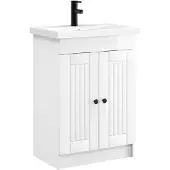 vidaXL Badezimmermöbel-Set Hochglanz Weiß 56 x 37,5 x 81 cm