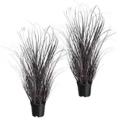 Creativ Green künstliche Pflanze Gras im Topf, 73cm, lila-silber, 2er Set