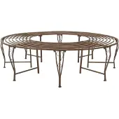 vidaXL Baumbank 8-Sitzanzahl Ø 160 x 44 cm Stahl Antikbraun Rund