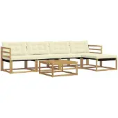 vidaXL Outdoor-Sofagarnitur 6 pcs Weiß und Creme
