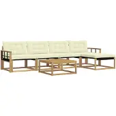 vidaXL Outdoor-Sofagarnitur 6 pcs Weiß und Creme