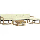 vidaXL Outdoor-Sofagarnitur 6 pcs Weiß und Creme