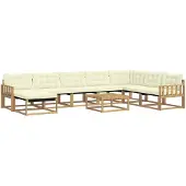 vidaXL Outdoor-Sofagarnitur 9 pcs Weiß und Creme Massivholz Akazie