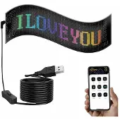 Luminea Programmierbare flexible LED-Anzeigetafel, 1.824 LEDs, 59 x 12 cm, App