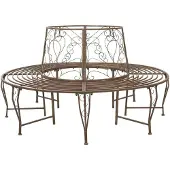 vidaXL Baumbank 8-Sitzanzahl Ø 160 x 89 cm Stahl Antikbraun Rund