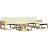 vidaXL Outdoor-Sofagarnitur 6 pcs Weiß und Creme