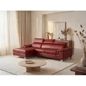 Vente-unique MISHIMA Leder-Ecksofa - Rot - Linkes Ecksofa
