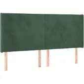 Syfax Kopfteil mit Ohren Dunkelgrün 163x16x118/128 cm Samt