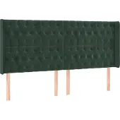 Syfax Kopfteil mit Ohren Dunkelgrün 183x16x118/128 cm Samt