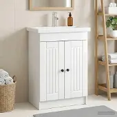 vidaXL Möbel Unter dem Waschbecken Badschrank Hochglanz Weiß - Badspiegel CC2834