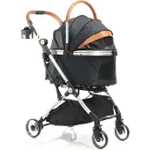 Fudajo 2in1 Hundebuggy zusammenklappbar in schwarz, Hundewagen aus Aluminium mit abnehmbarer Hundetragetasche, für kleine bis mittlere Hunde und Katzen
