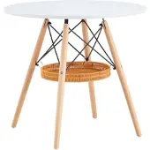 STILVORA Esstisch rund 80 cm, Esszimmertisch mit schwebendem Ablagefach, Couchtisch mit walnussfarbenen Massivholzbeinen