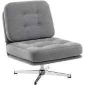 HOMCOM Sessel Drehbarer Loungesessel mit Chenille-Optik Schneidersitz Hellgrau