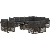 vidaXL Gartensofa-set 13 pcs Grau Poly-Rattan